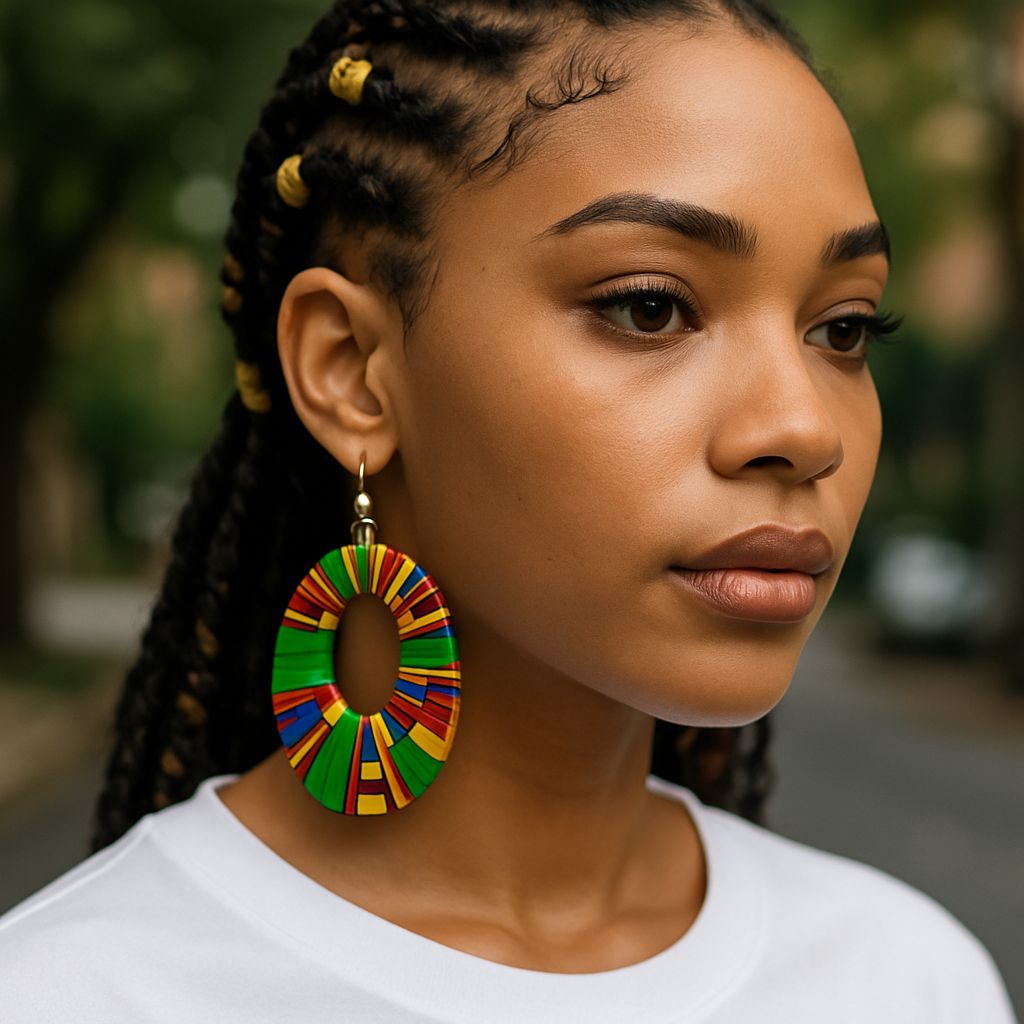 Dupsie's Ahkan pair of Kente African print Earrings DPER4075O
