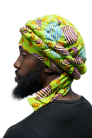 Lemon Green African print Turban