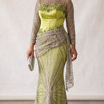 Nailah lime green African heavily beaded maxi dress for women by Dupsie’s African Fashion