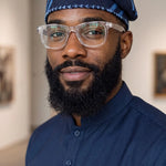 Gbesoke™ Navy Blue & Turquoise African Aso Oke Fila Hat for Men – Handmade Nigerian Yoruba Traditional Cap | African Hat for Men | African Fashion by Dupsie's African Fashion DPAHNBTQ32 by Dupsie's African Fashion