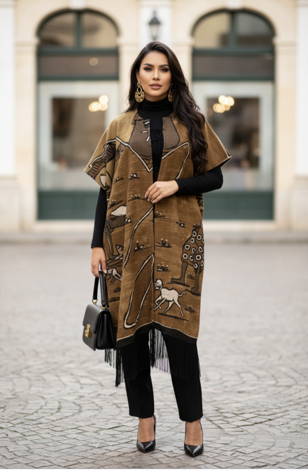 Side view of Nifas Kimono Dress displaying the elegant drape and luxurious texture