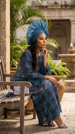african attire maxi dresses Wasope Blue Embroidered Rhinestone Ankara Dress for Women | Nigerian African Party Dress | Dupsie's African Fashion DPDBTTRB Fit And Flare Royal Coronation gown Size:UK 8/REG Style:Beach