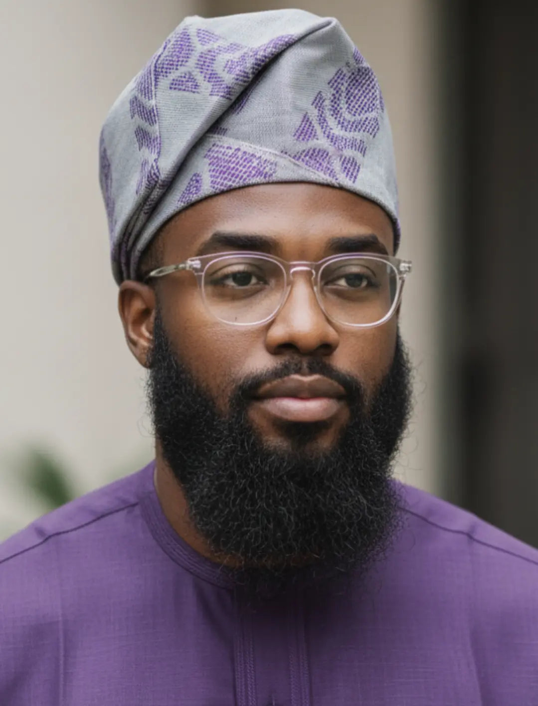 Poju Grey Handwoven Damask Aso Oke Fila Hat for Men with  display picture 1