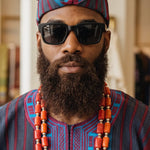 Etiaye Turquoise Burgundy Aso Oke Abeti-Aja Fila Cap Hat for Men | Dupsie’s African Fashion DPAHAJBB30 by Dupsie's African Fashion