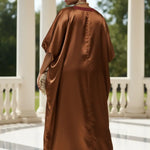 Bukky rust Satin Silk Nigerian wedding guest African dress by Dupsie’s, premium African attire for African parties and weddings.