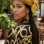 Nikan gold Aso Oke band hat for women by Dupsie’s African Fashion