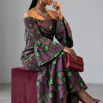 Nikema off-shoulder smocked Ankara African dress for women