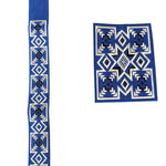Ogidi African Embroidery Neckline in Royal Blue and Off-White Applique