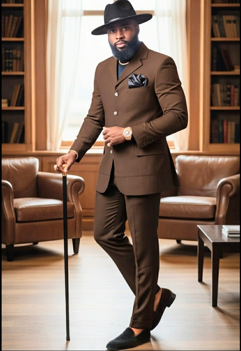 Olaaye Brown African Suit Blazer from Dupsie's African Fashion