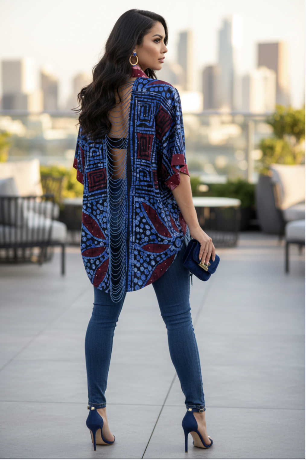 Olaide African Print Adire Kimono Top by Dupsie's African fashion