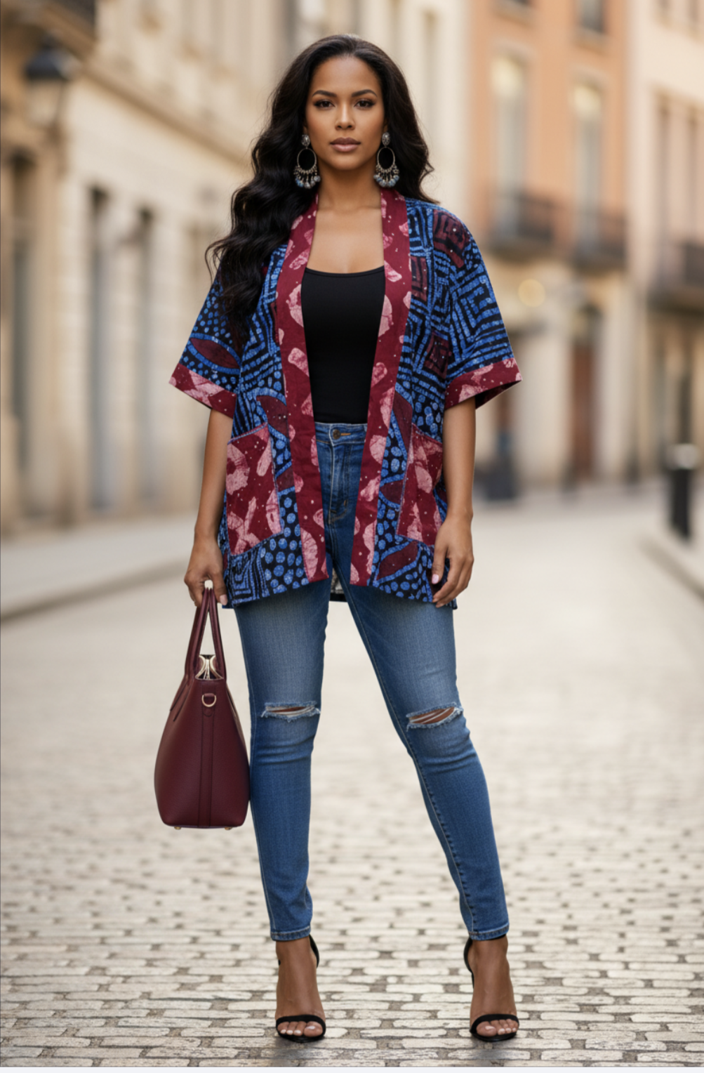 Close-up of Beads on Olaide African Kimono Top