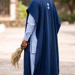 Olakunle Navy Blue Aso Oke Embroidered Agbada Robe for Men | African Fashion by Dupsie’s DPAGNBLB72 by Dupsie's African Fashion