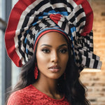 Olowoyo Multicolored Striped Aso Oke Autogele Ready Gele Head Wrap