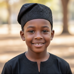 Omonla Adebo Black Embroidered Hat for Children