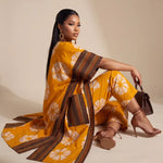 Orange black African kimono-style pants set for women in cotton African fashion