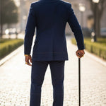 Osaoke Navy-Blue Suit Jacket and Pants Set for Men