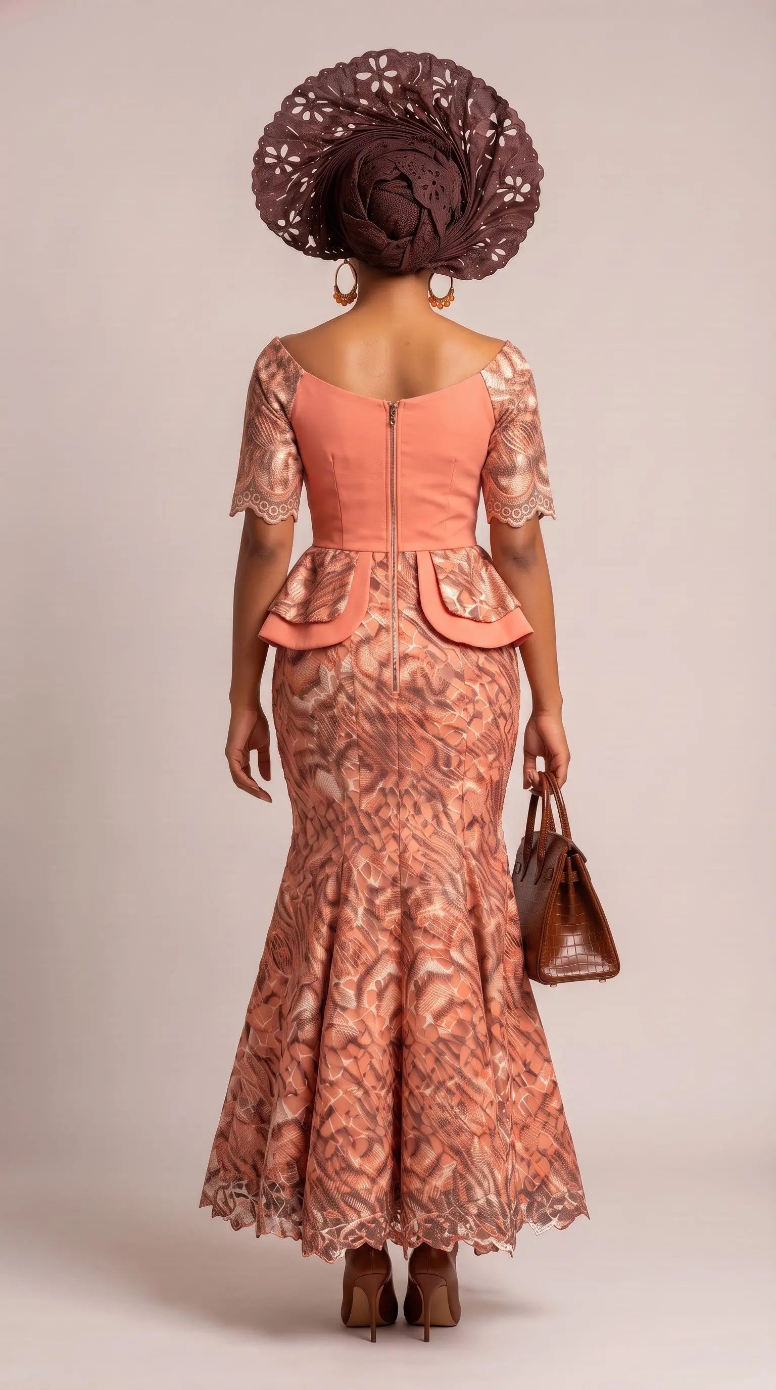 african lace dresses for women Caleen Peach & Brown Cord Rhinestone Maxi Dress – Dupsie's African Fashion Pattern:Back/Red feels like rayon velvet Prom African dress Boho Long Sleeves Lace