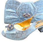 Women’s luxury African fashion accessories – Italian leather shoes and bag set in powder-blue by Dupsie’s African Fashion