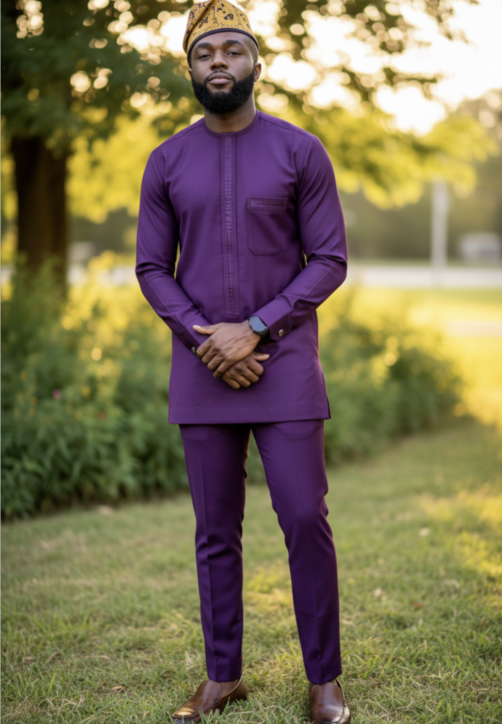 Matching Purple Drawstring Pants - Stylish and Comfortable - Dupsie's African Fashion