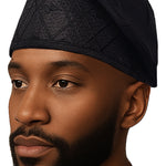 Black African ASO Oke Embroidered Cap | Traditional Nigerian Men’s Hat | Wedding