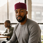 Maroon Wool Felt Igbo Cap African Fez Kufi Hat | African Fashion | Dupsie's 