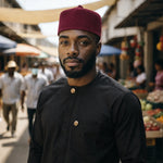 Maroon Wool Felt Igbo Cap African Fez Kufi Hat | African Fashion | Dupsie's 