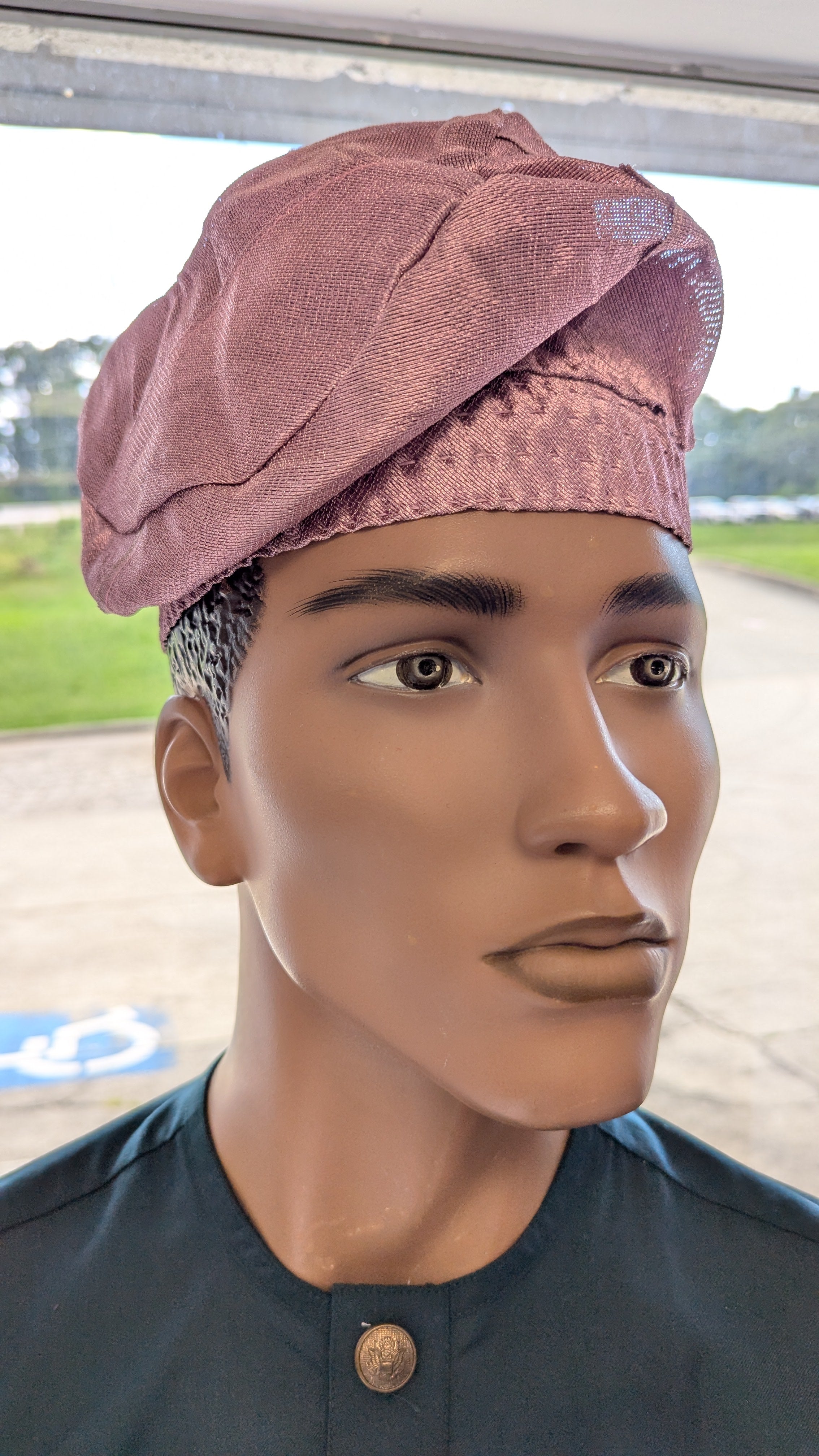 Traditional African Aso Oke Hat – Yoruba Fila Cap in Lilac Purple