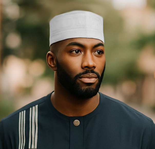 All White Aso Oke African hat dupsies