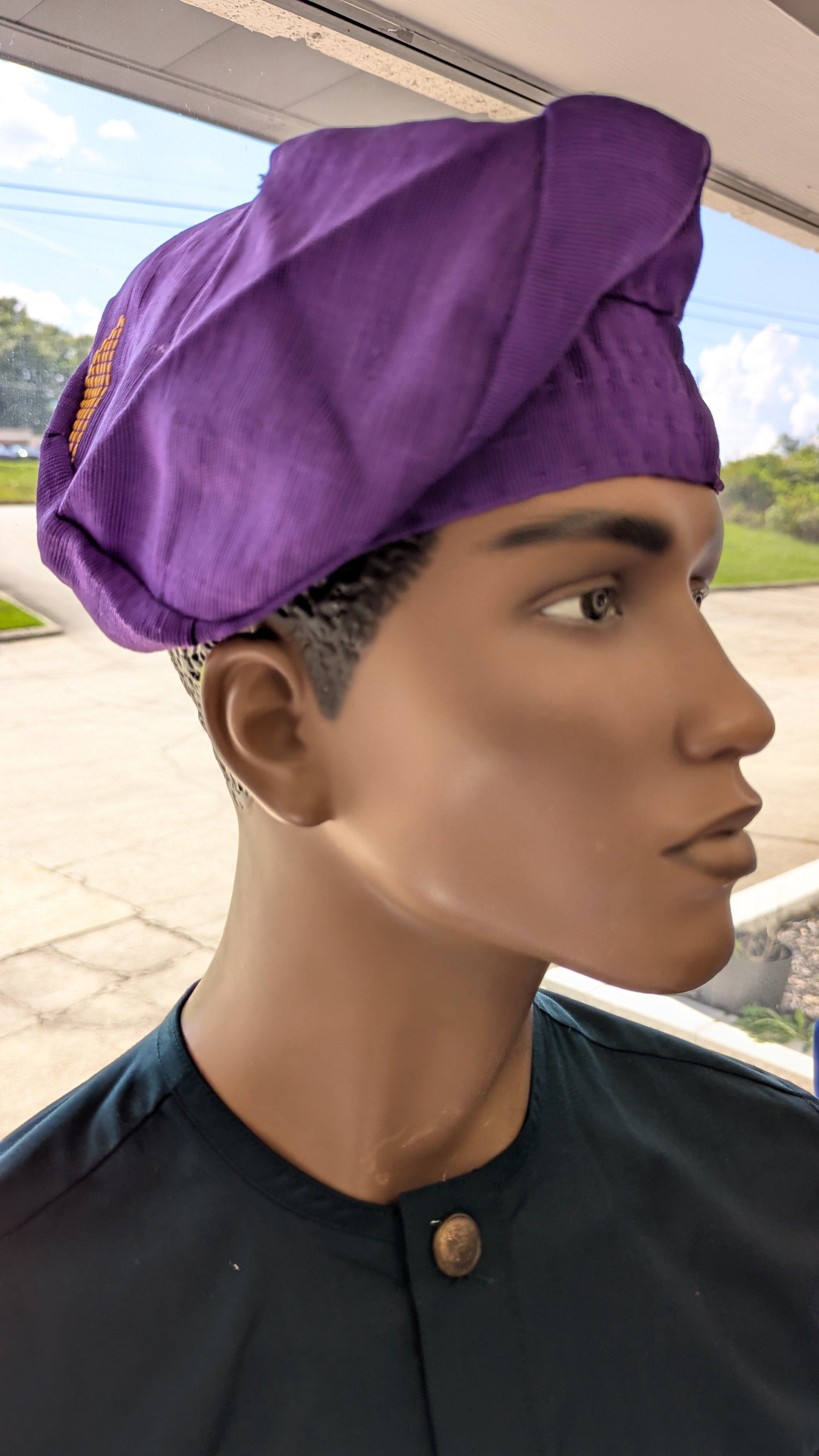 Purple Gold Aso Oke Nigerian African hat