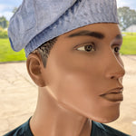 Yotola brimless Aso Oke kufi cap – authentic African fashion Yoruba hat light blue