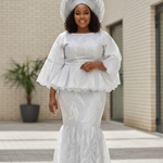 Elegant women’s African clothing two piece lace outfit with sequins from Dupsie’s African Fashion