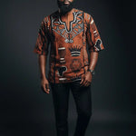 Masake Brown Bogolanfini Mud Cloth Dashiki Shirt for Men | African Fashion DPMCBBW31
