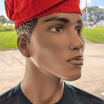 Red African Aso Oke hat dupsies