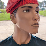 Red Aso Oke hat men dupsies