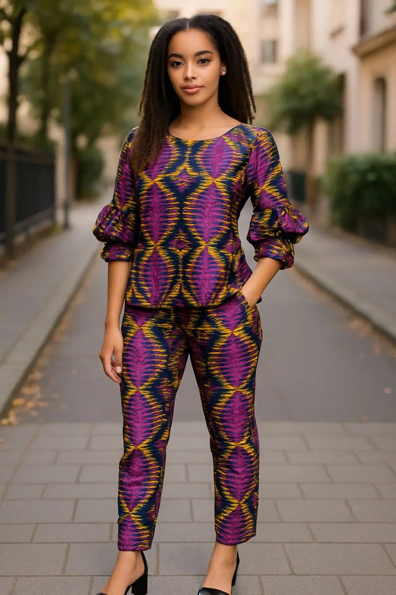 Dupsie's Elysia Elegance: Purple, Gold, and Navy-Blue Kitenge Ankara ...