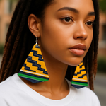 Dupsie's Kessié Triangular Harmony Vibrance Kente pair of Earrings DPJTSE99