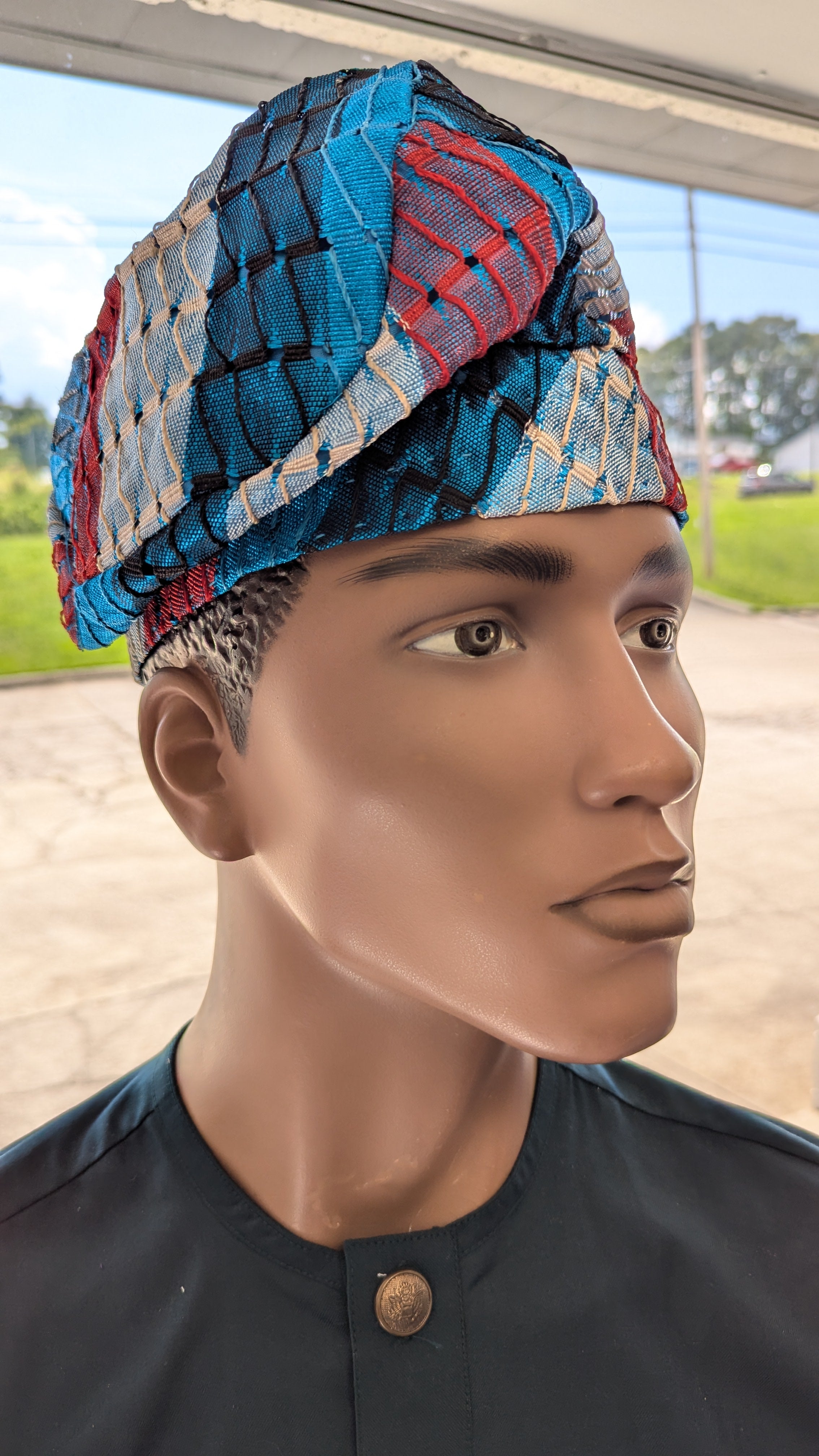 Dupsie's Oluwasegun Brimless Aso Oke Kufi Cap hat DPAHBRSB4