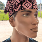 Pink Black Aso Oke African hat dupsies