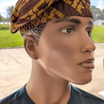 Dupsie's Oyemekun Brimless Brown and Gold Aso Oke Kufi Cap African hat DPAHBRG3