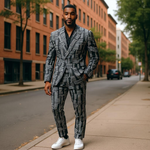 Black White African Suit for men dupsies