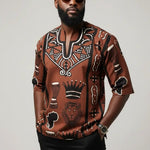 Masake Brown Bogolanfini Mud Cloth Dashiki Shirt for Men | African Fashion DPMCBBW31