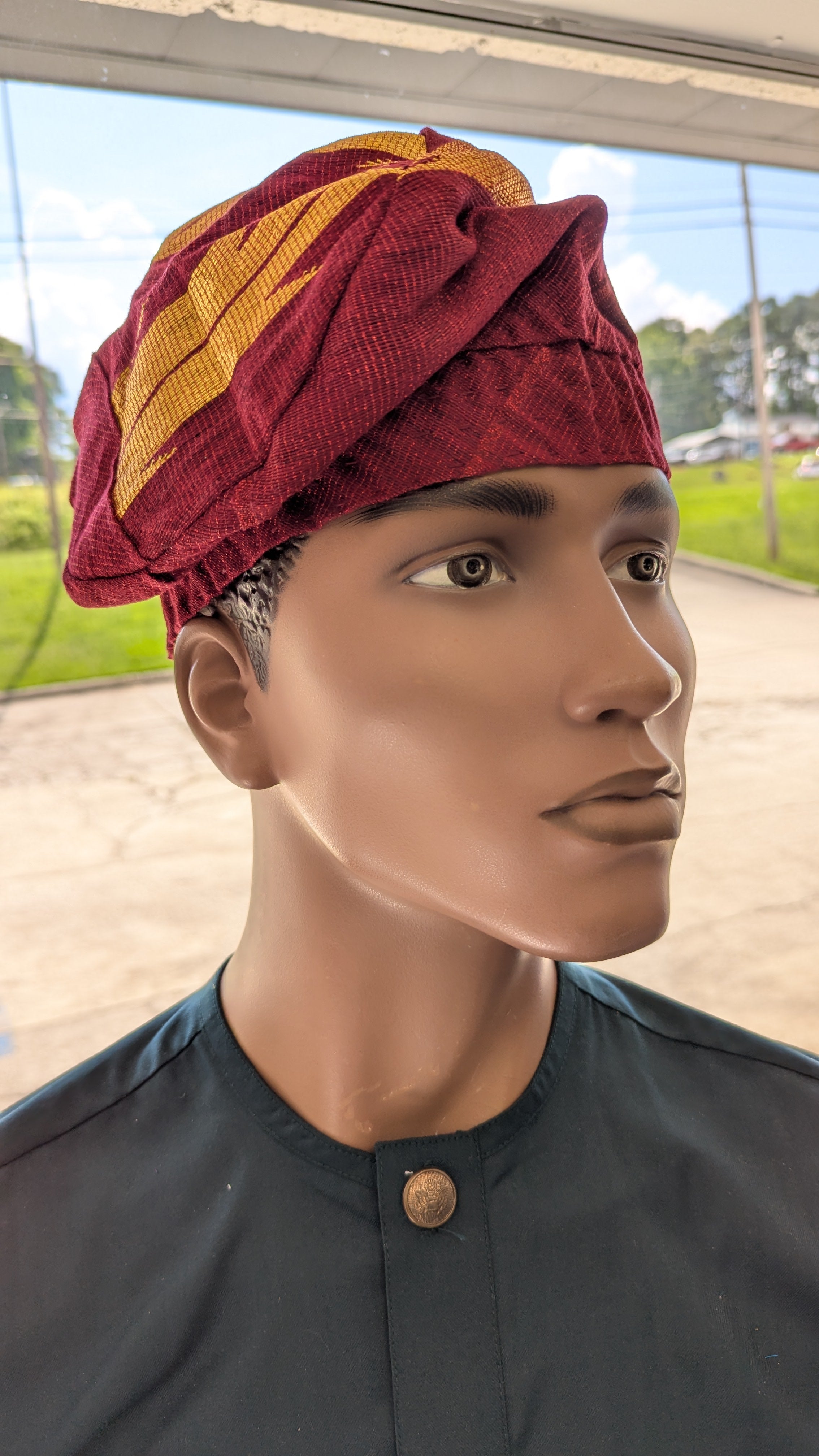 Dupsie's burgundy gold African hat