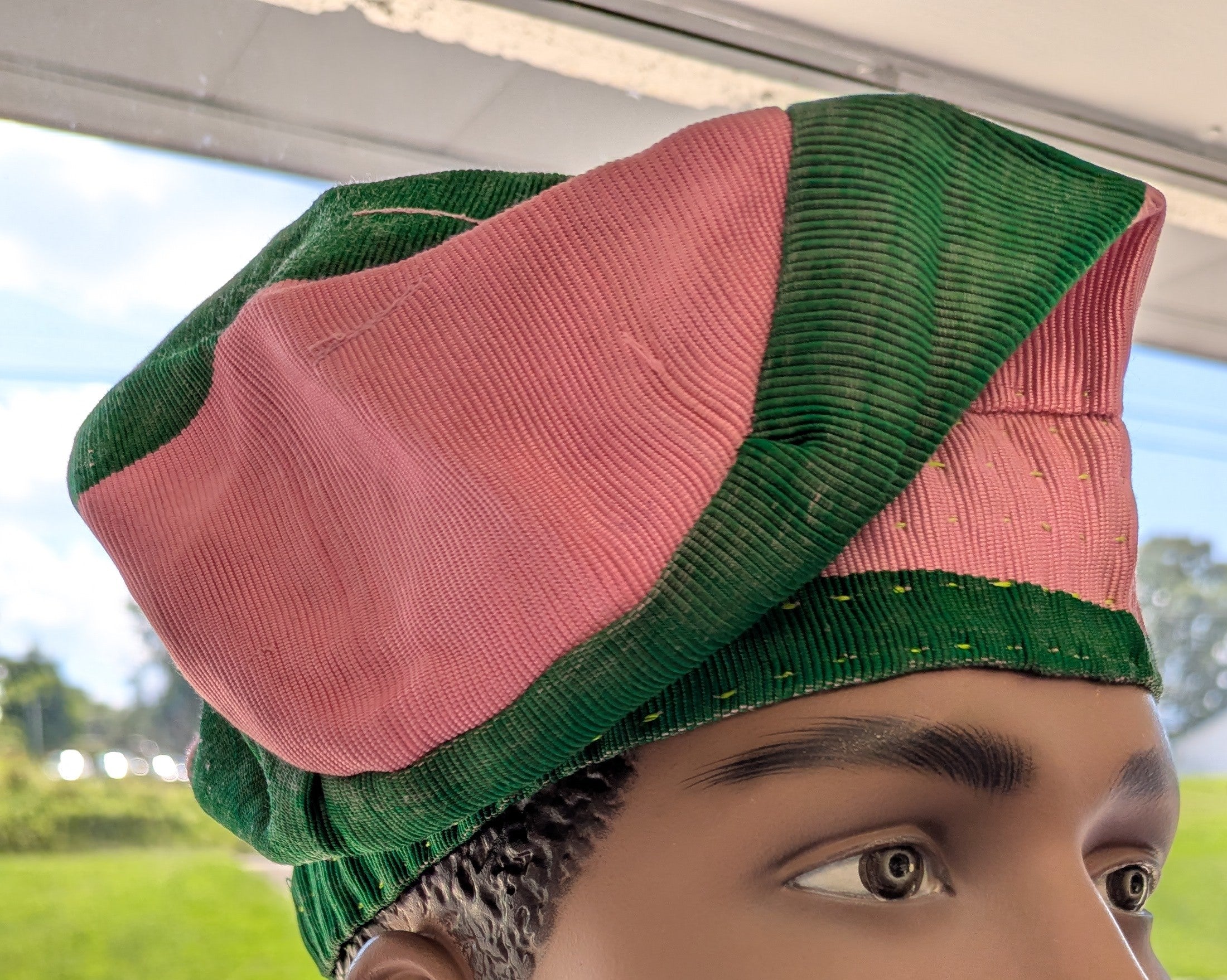Pink Green African Aso Oke Hat A.K.A colors men women