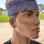 Dupsie's Elegba Blue Ivory Aso oke hat
