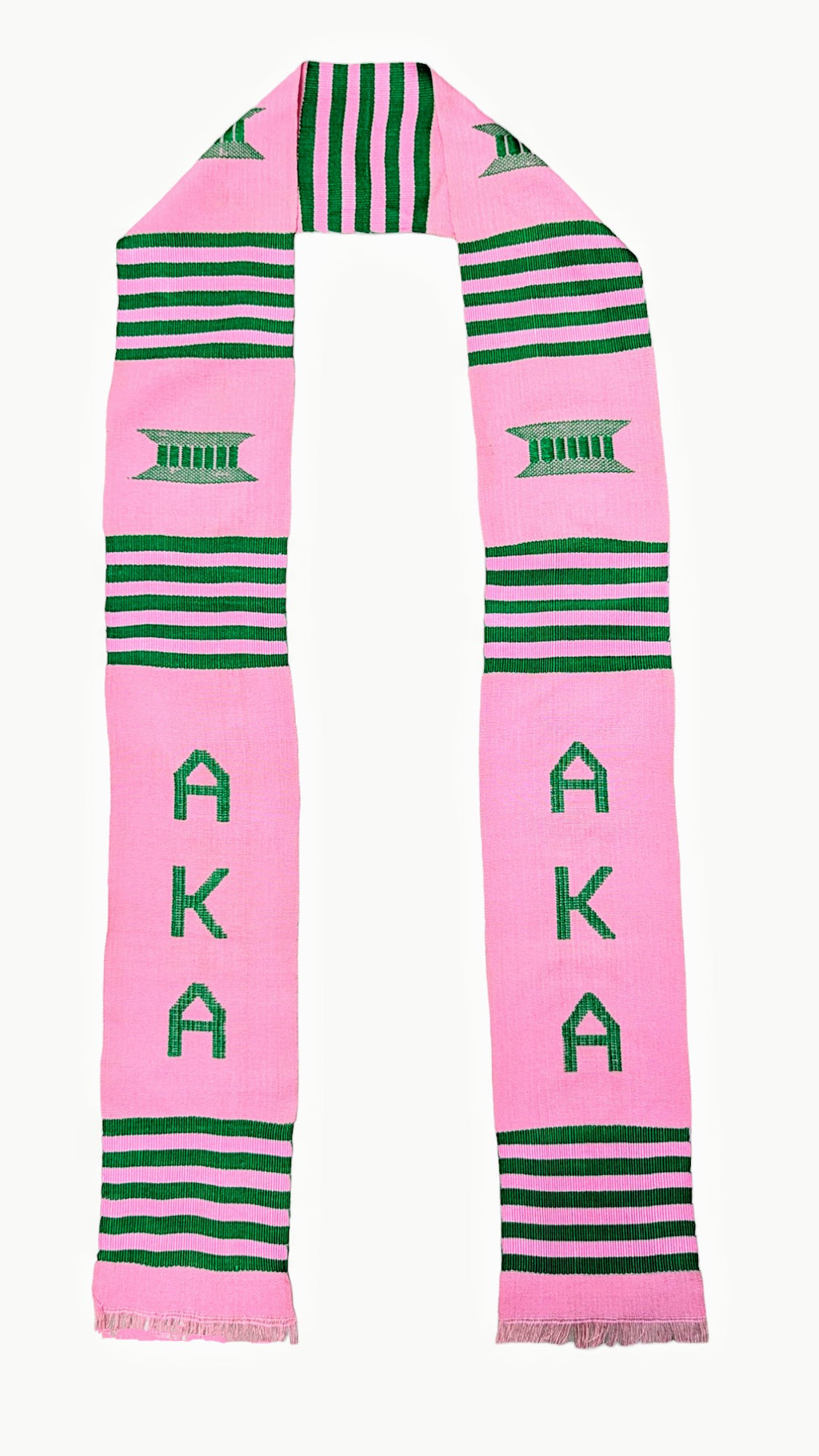 Dupsie's Pink and Green Akka Essence Kente Graduation Stole Sash DPAKA200