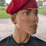 Authentic brimless Yoruba fila Aso Oke kufi hat in burgundy by Dupsie’s African Fashion