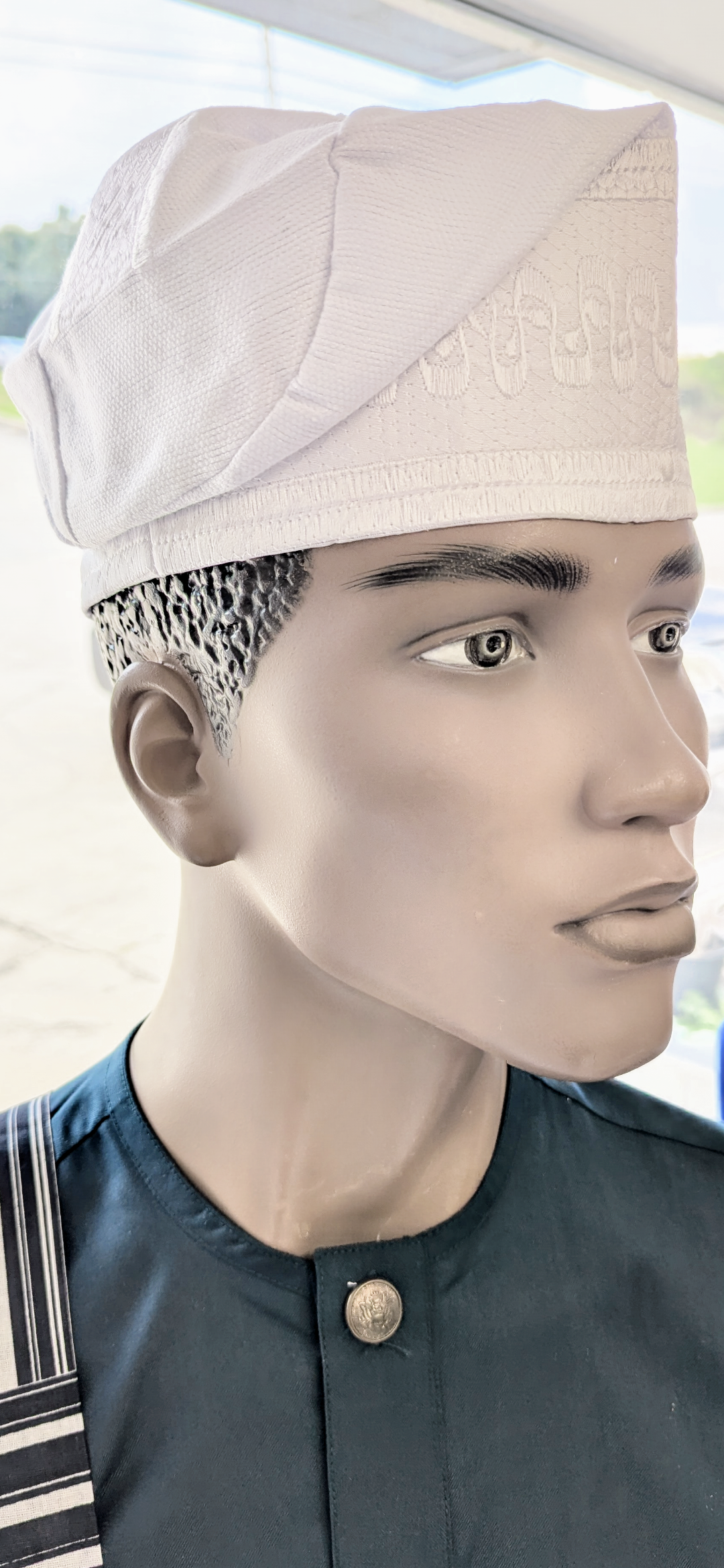 White Aso Oke fila hat cap dupsies