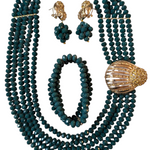 Green Gold Eleke African beads set for women African clothing