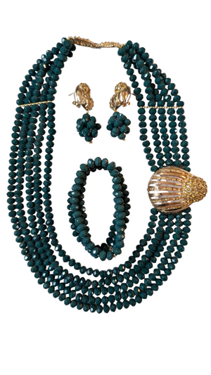 Green Gold Eleke African beads set for women African clothing