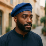 Royal Blue Brimless Aso Oke Kufi Hat – Yoruba fila cap by Dupsie’s African Fashion, authentic African clothing 